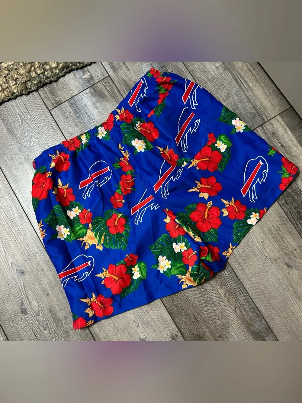 NFL Floral Buffalo Bills Hawaiian Swim Shorts tropical hibiscus